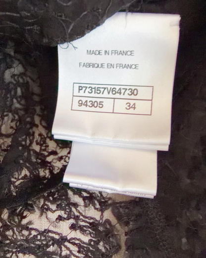 Chanel 22A Wool Cropped Fringed Lace Jacket Black FR 34