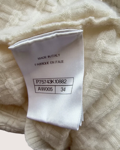 Chanel 23B Cashmere Flared-Cuff Cardigan Beige/Ecru FR 34