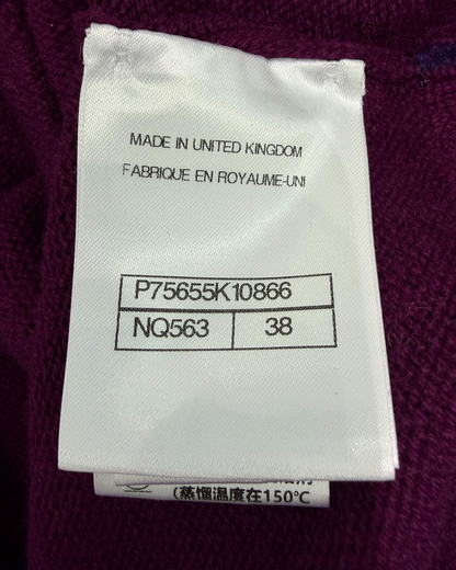 Chanel 23A Cashmere Cropped Cardigan Burgundy, Navy FR 38