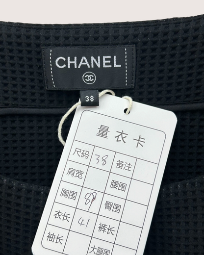 Chanel 25C Waffle Cropped Top Black FR 38