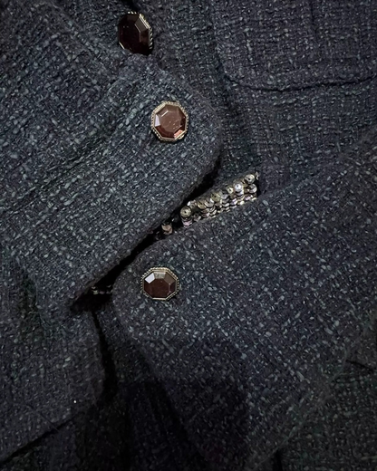Chanel 12A Tweed Four-Pocket Jacket Navy FR 36