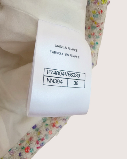 Chanel 23S Confetti Tweed Vest White, Multicolor FR 36