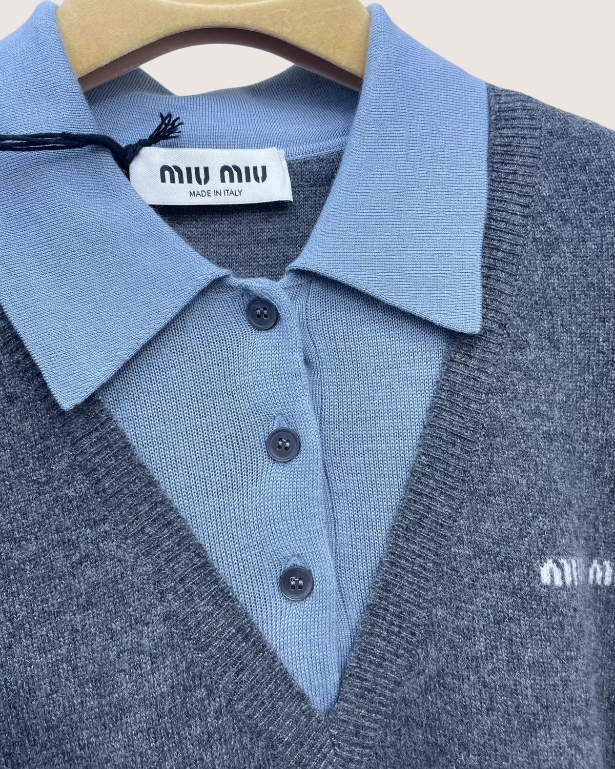 Miu Miu Layered Polo Cashmere Sweater