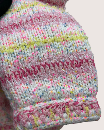 Chanel 24C Striped Heart Cardigan Pink, White, Yellow, Multicolor FR 36