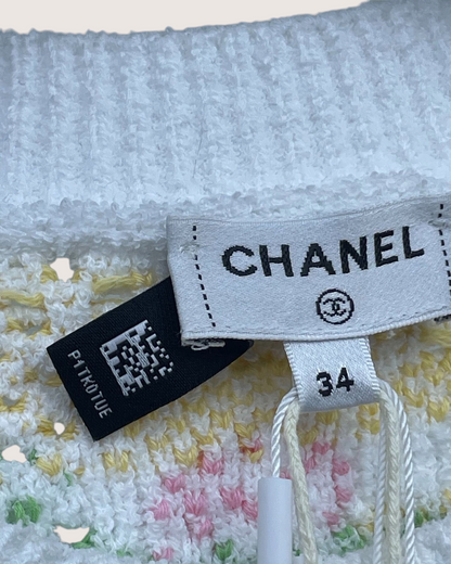 Chanel 24P Camellia Sweater White, Pink, Multicolor FR 34