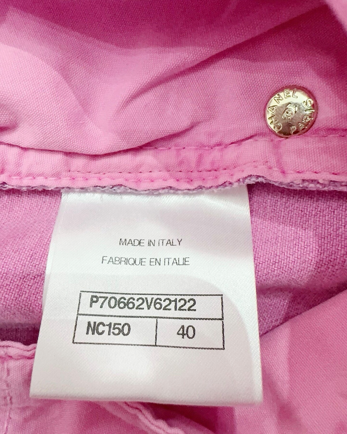 Chanel 21S Wide-Leg Denim Jeans Pink FR 40