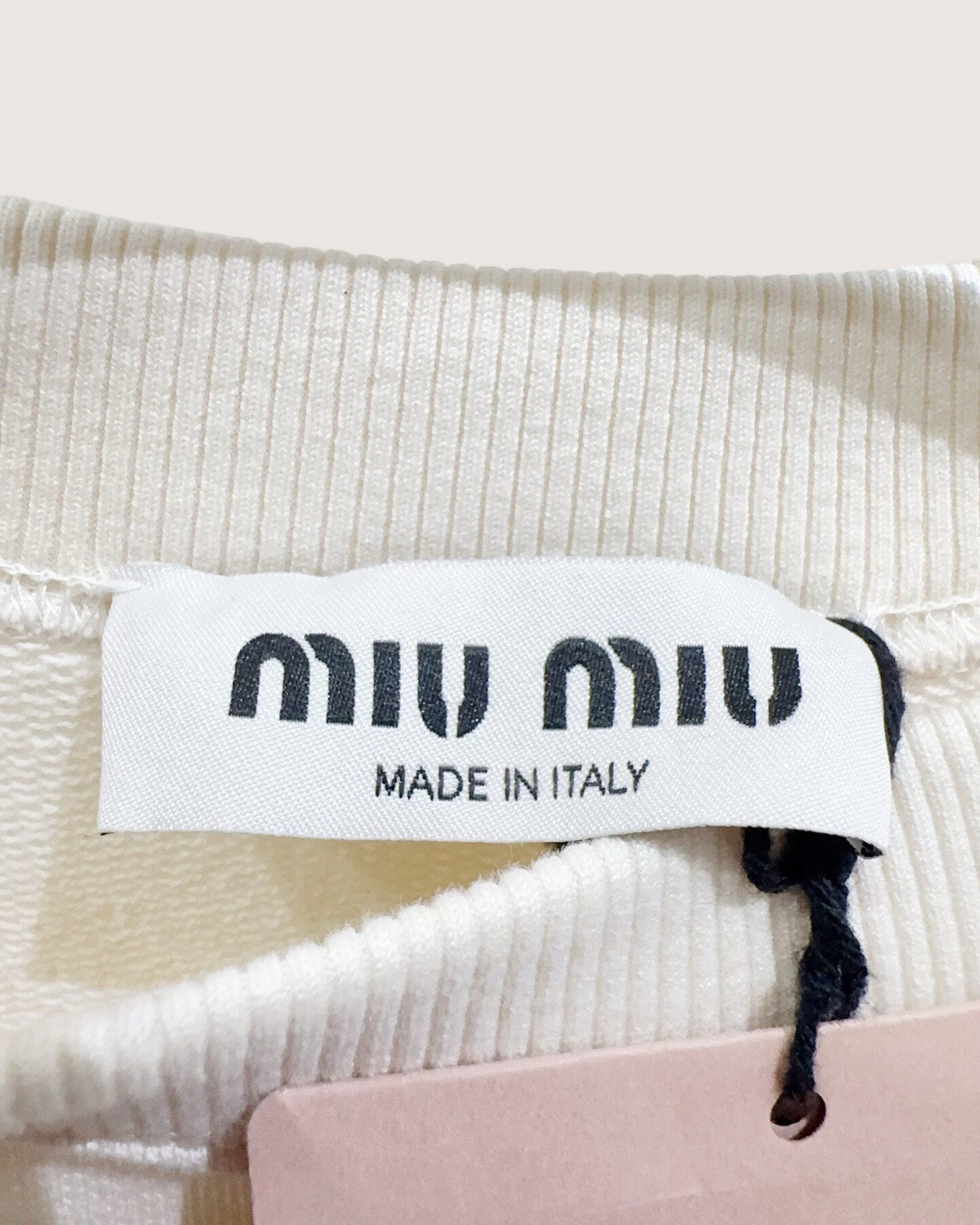 Miu Miu Crystal Logo Sweatshirt Beige/Ecru, Green FR 34