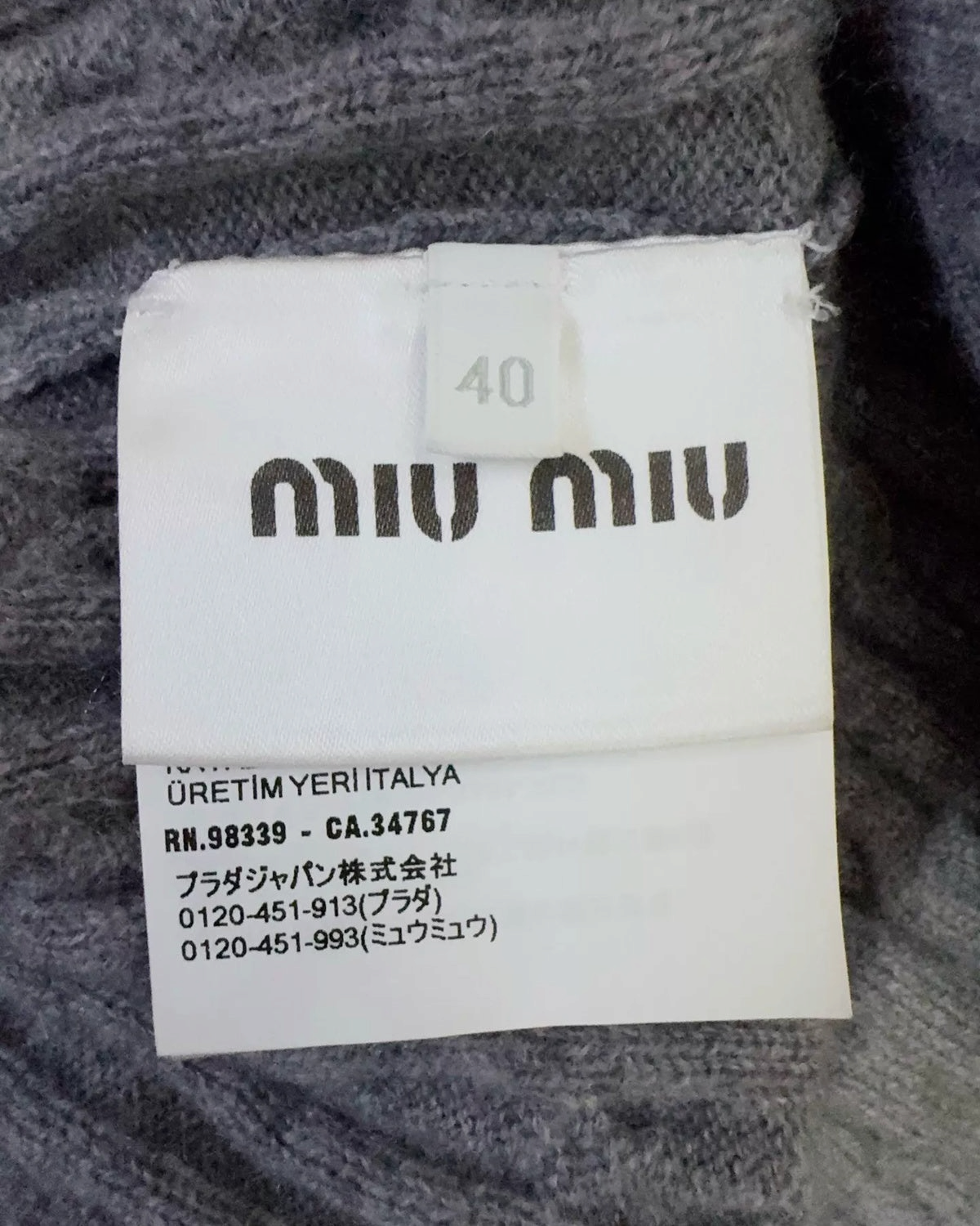 Miu Miu Cable Cardigan Grey FR 40