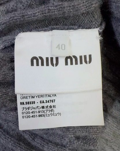Miu Miu Cable Cardigan Grey FR 40