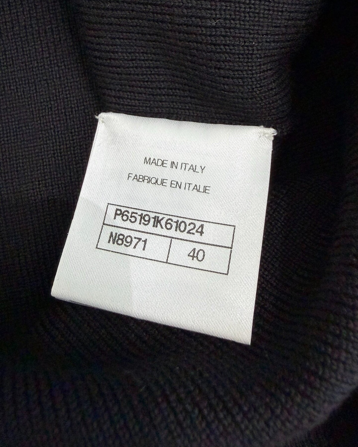 Chanel 20B Knit Wool Peter Pan Collar Sweater Black, White FR 40