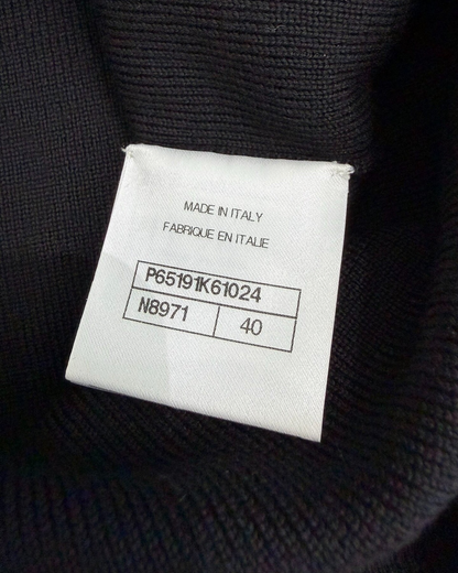 Chanel 20B Knit Wool Peter Pan Collar Sweater Black, White FR 40
