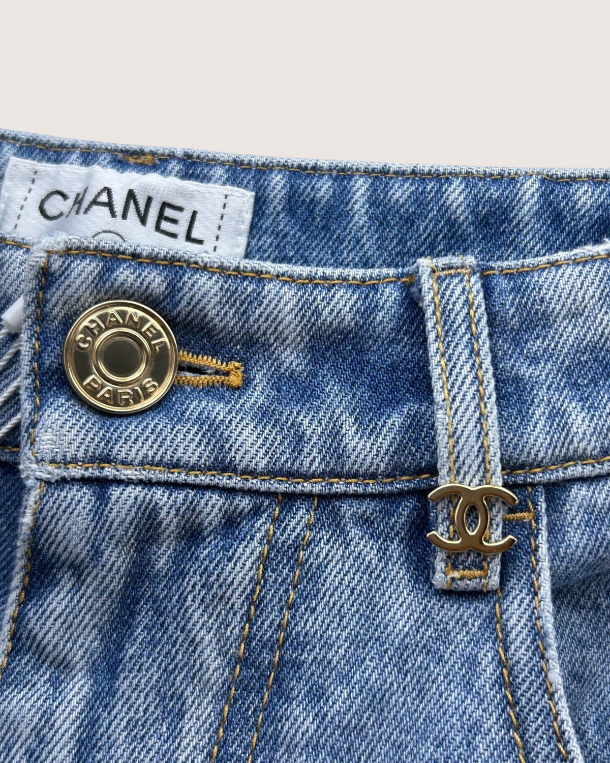 Chanel 26A Logo Denim Wide-Leg Jeans Blue FR 36
