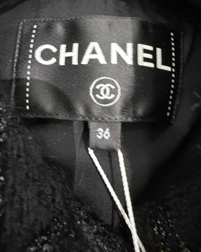 Chanel 24K Tweed Cropped Jacket Black, Grey FR 36