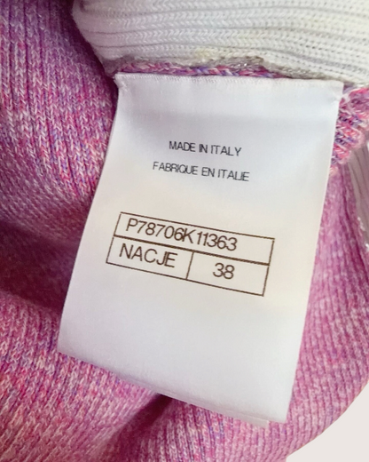 Chanel 25C Metallic CC Short-Sleeve Top Silver, Pink, White FR 38
