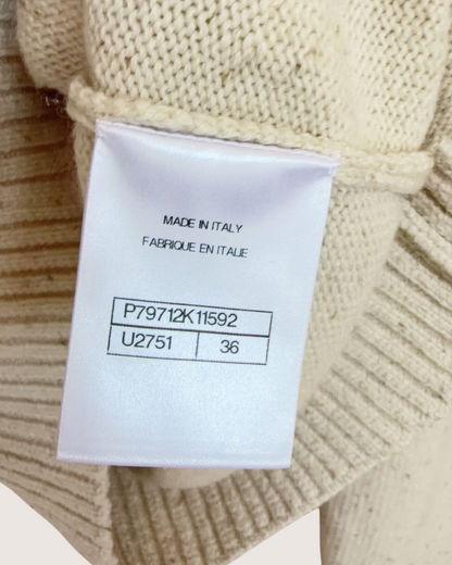 Chanel 25N Coco Neige Cashmere Deer Fair Isle Cardigan Beige/Ecru, Brown FR 36
