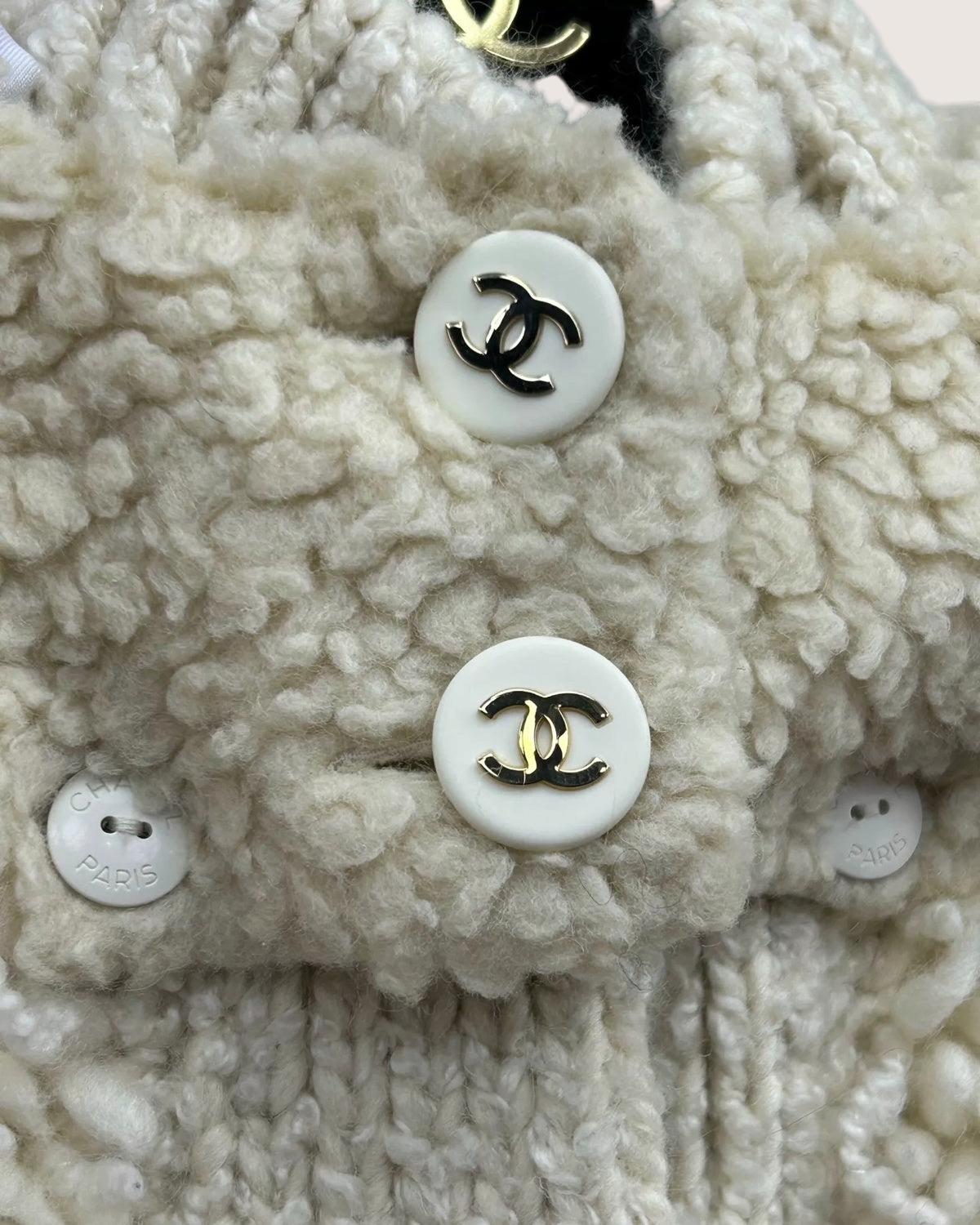 Chanel 18B Wool Cardigan w/ Detachable Hood Beige/Ecru FR 34