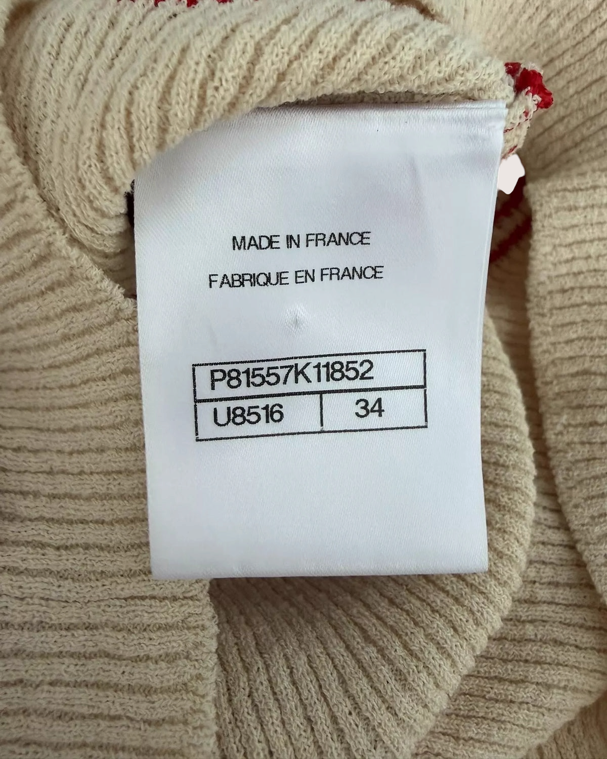 Chanel 26M Coco Beach Striped Tank Top Beige/Ecru, Red FR 34