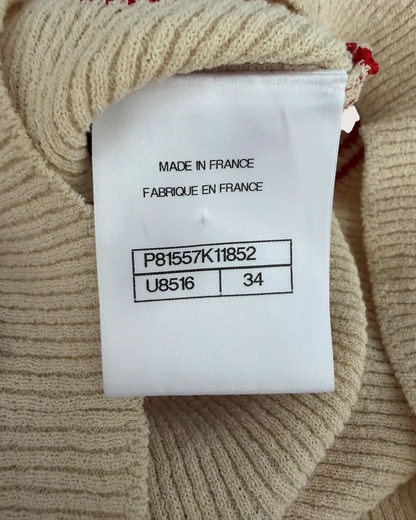 Chanel 26M Coco Beach Striped Tank Top Beige/Ecru, Red FR 34