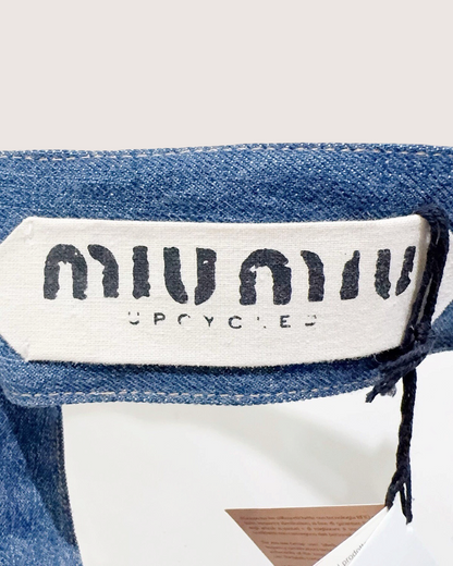 Miu Miu Beaded Denim Bralette Top Blue, Black FR 32