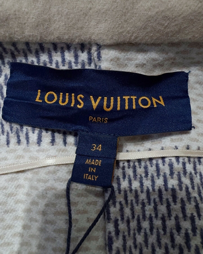 Louis Vuitton Wool Wrap Coat Beige/Ecru, Blue FR 34