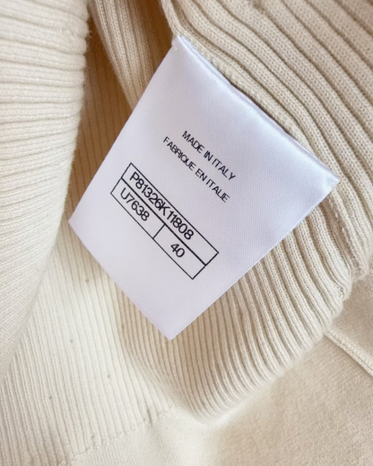 Chanel 26B CC Logo Ribbed Tank Top Beige/Ecru FR 40