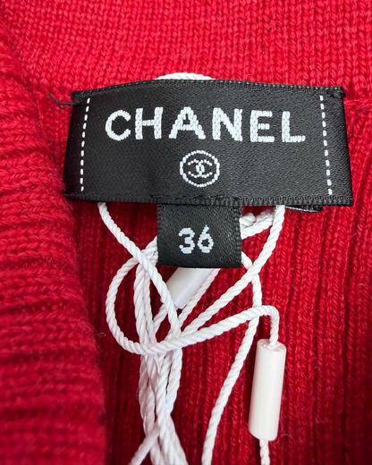 Chanel 24N Plaid Cardigan Red, Beige/Ecru, Multicolor FR 36