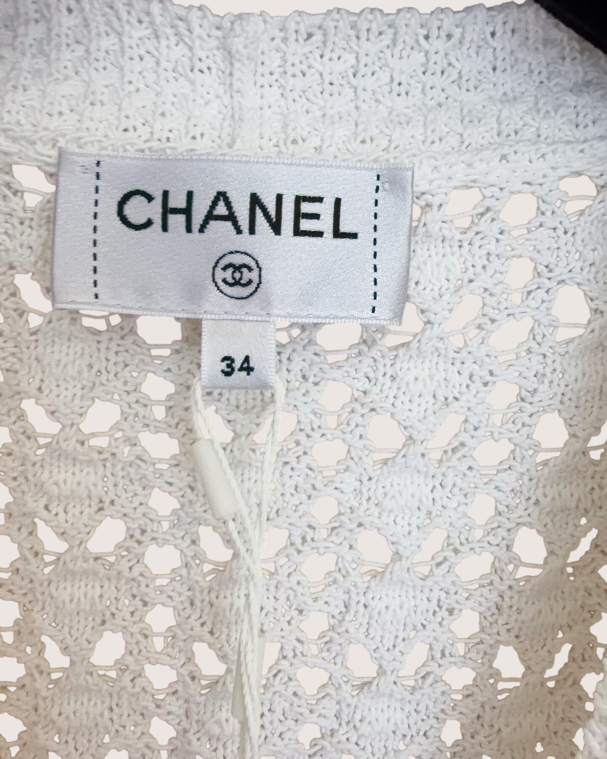 Chanel 26C Openwork Cardigan White FR 34