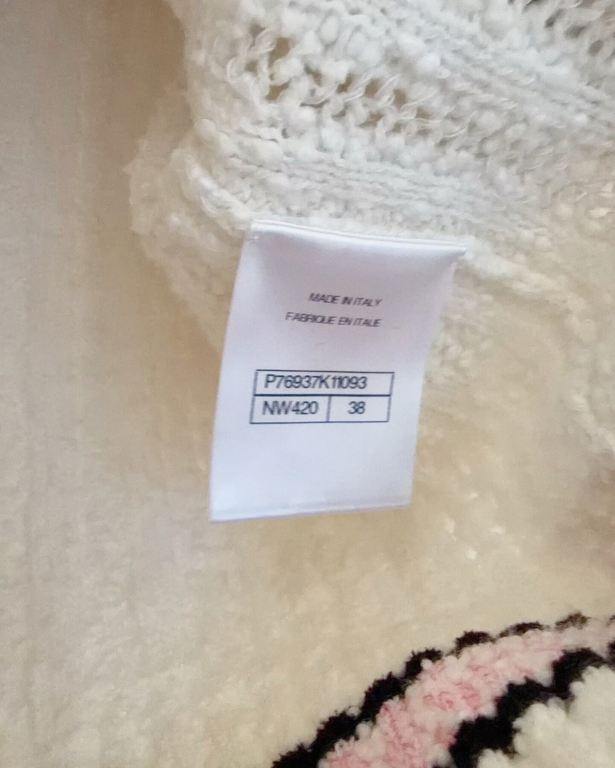 Chanel 24P Clover-Patch Openwork Cardigan White, Pink, Black FR 38