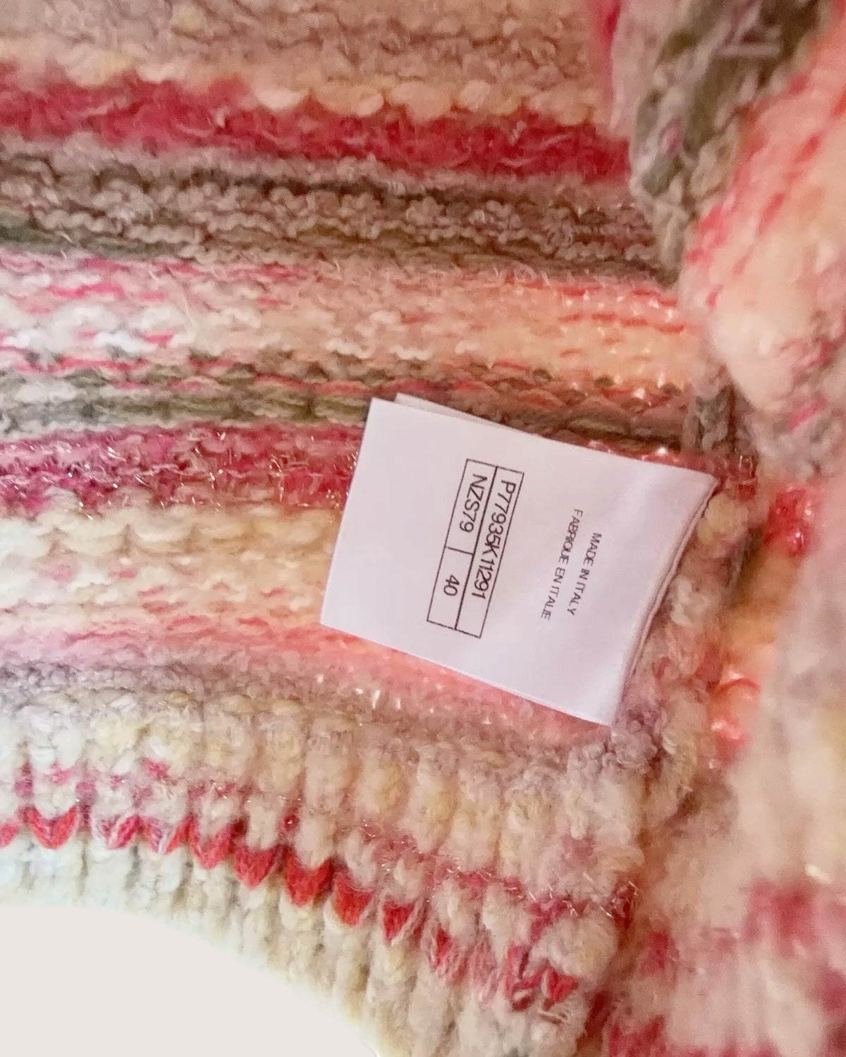 Chanel 24B Cashmere Striped Vest Pink, Beige/Ecru, Multicolor FR 40
