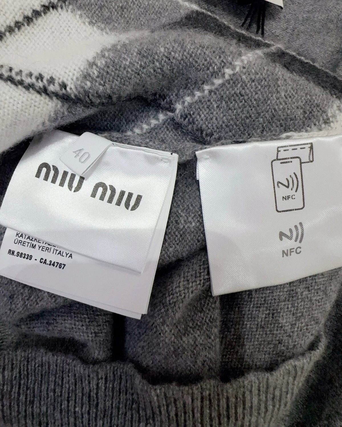 Miu Miu Cashmere Argyle Vest Grey, Navy, White FR 40