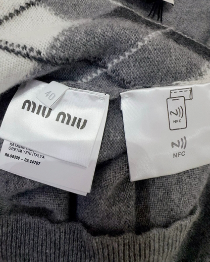 Miu Miu Cashmere Argyle Vest Grey, Navy, White FR 40
