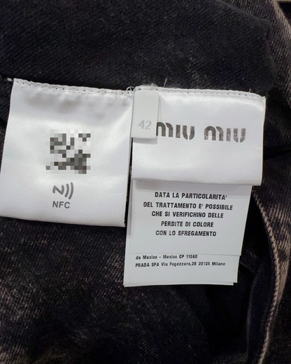 Miu Miu Distressed Denim Four-Pocket Jacket Grey, Brown IT 42