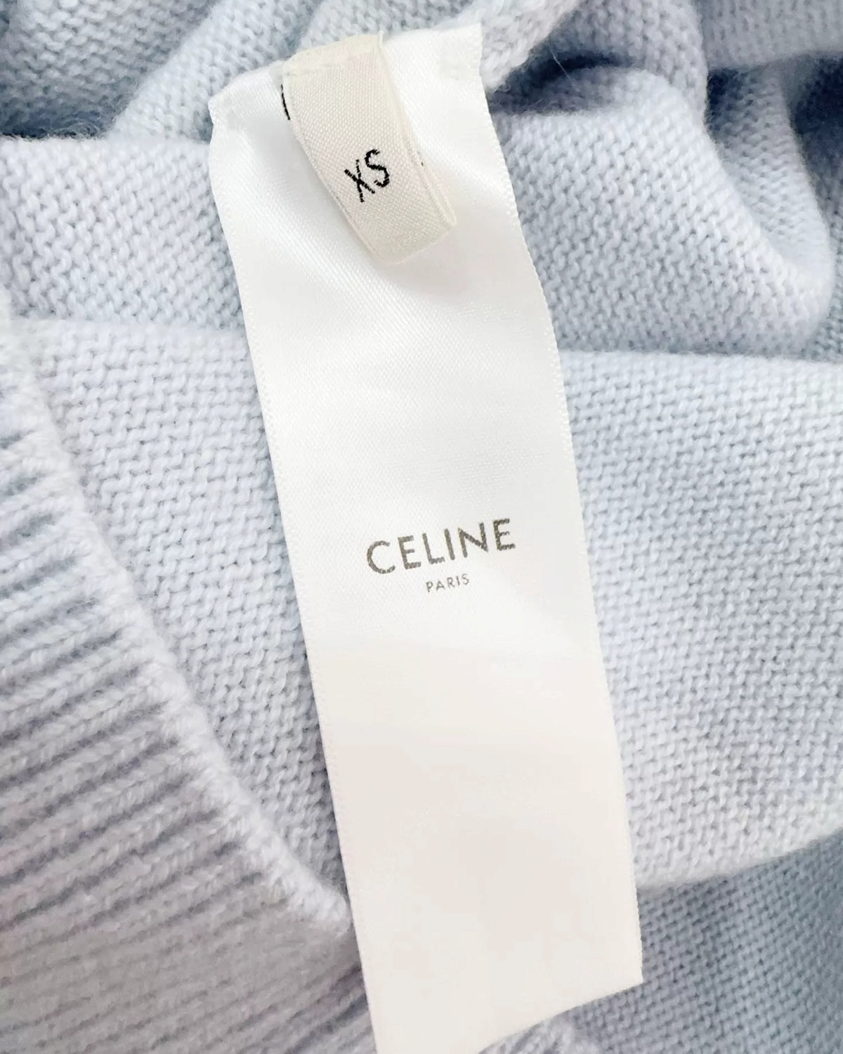 Celine Cashmere Triomphe Logo Sweater Blue FR 34