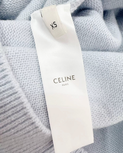 Celine Cashmere Triomphe Logo Sweater Blue FR 34