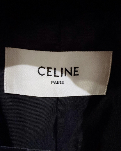 Celine Cropped Contrast-Trim Tweed Jacket Black, White FR 34
