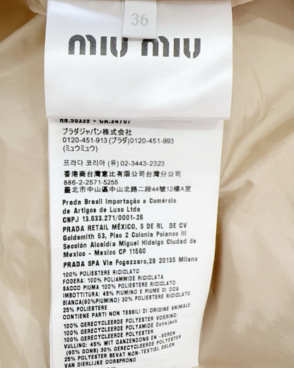 Miu Miu Hooded Padded Jacket Beige/Ecru FR 32