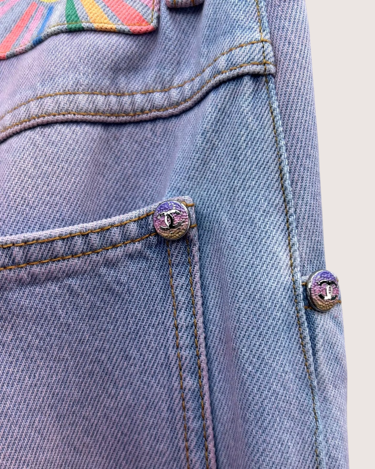 Chanel 24C Gradient Wide-Leg Denim Jeans Blue, Pink FR 34