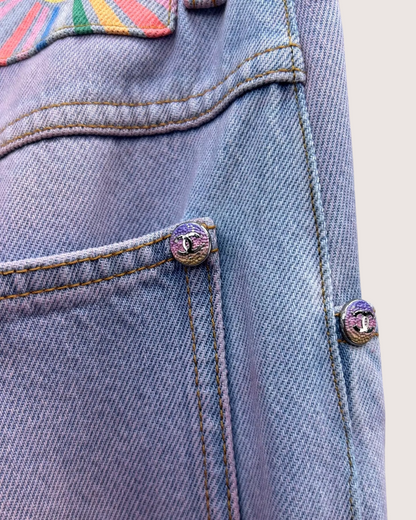 Chanel 24C Gradient Wide-Leg Denim Jeans Blue, Pink FR 34