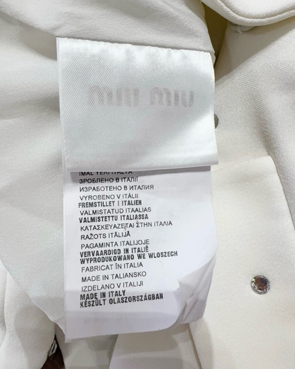 Miu Miu Crystal-Embellished Jacket White FR 36