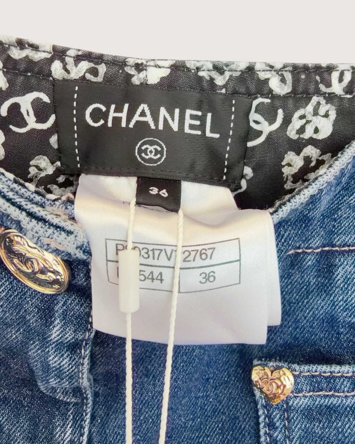 Chanel 25B Straight-Leg Denim Jeans Blue FR 36
