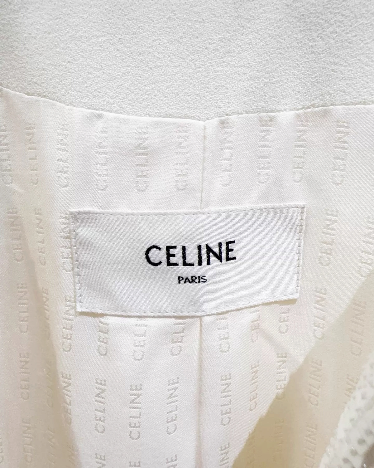Celine Sequin Tweed Jacket White FR 34