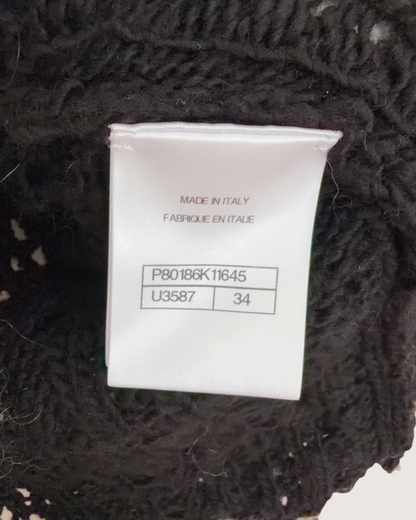 Chanel 25B Wool Cable Cardigan Black, Beige/Ecru FR 34