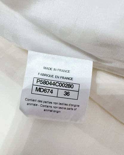 Chanel 18C Striped Leather Zip-Up Jacket White, Gold FR 36