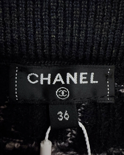 Chanel 21A Cashmere CC Floral Intarsia Mini Skirt Black, Pink, Green, Multicolor FR 36