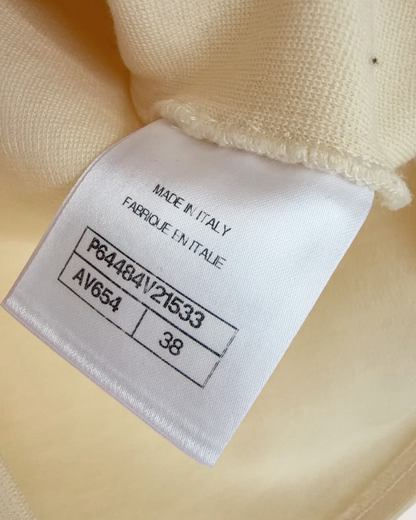 Chanel 20A Wool Camellia CC Tank Top Beige/Ecru, Black FR 38