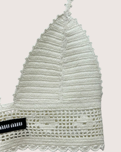 Miu Miu Crochet Triangle Bralette Beige/Ecru IT 40
