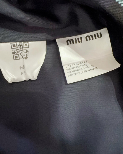 Miu Miu Wool Tartan Logo Mini Dress Navy, Green, Multicolor FR 36