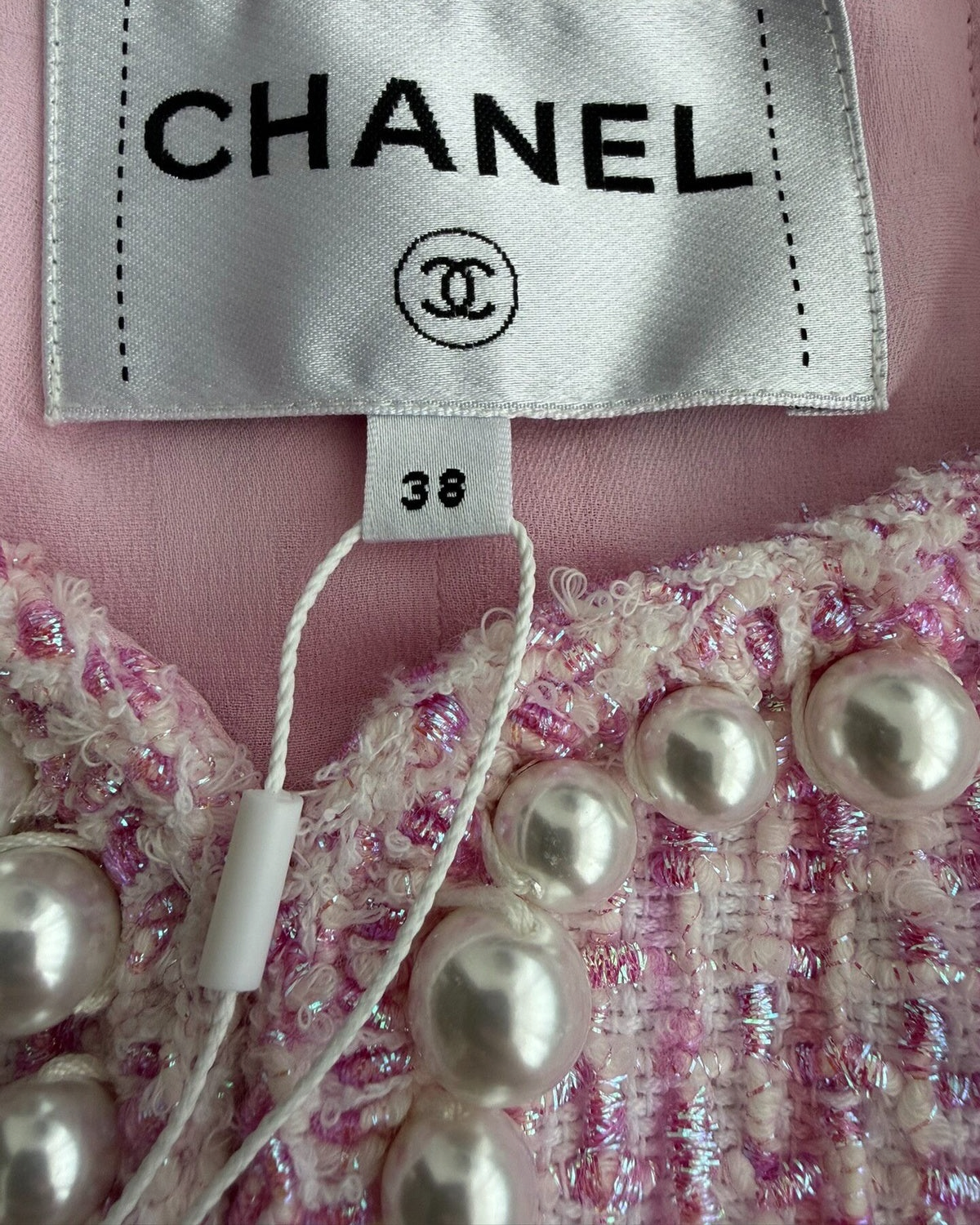 Chanel 25P Pearl Tweed Four-Pocket Jacket Pink, Beige/Ecru, Multicolor FR 38