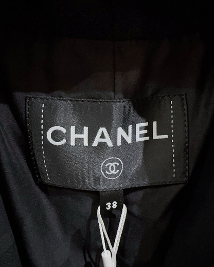 Chanel 24C Belted Tweed Jacket Black, Silver FR 38