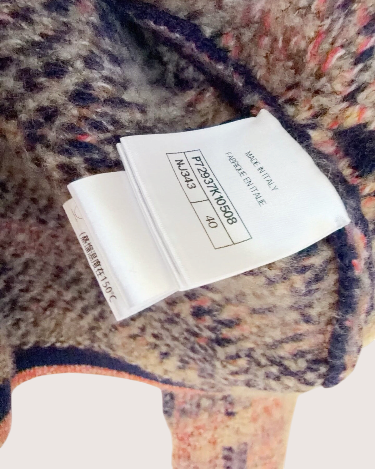 Chanel 22A Wool Plaid Cropped Cardigan Pink, Beige/Ecru, Navy FR 40